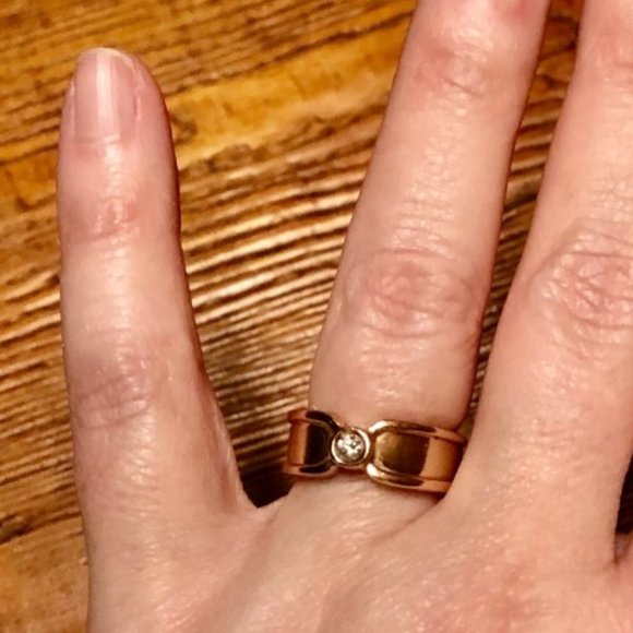 Solid rose gold & diamond ring Size 4.5 - Picture 5 of 7